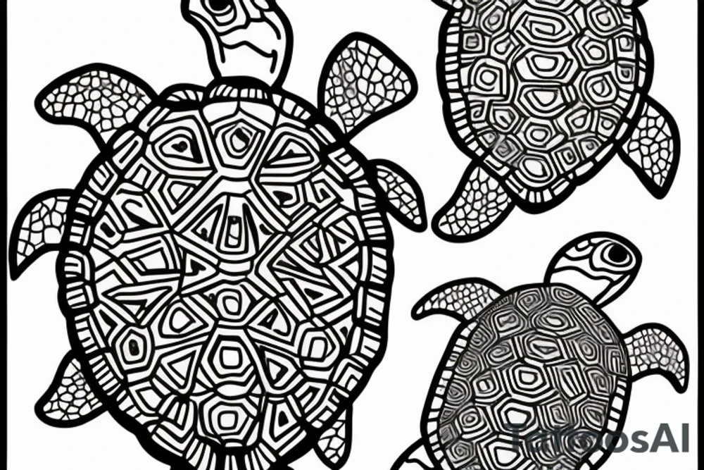 Two turtles swimming together tattoo idea