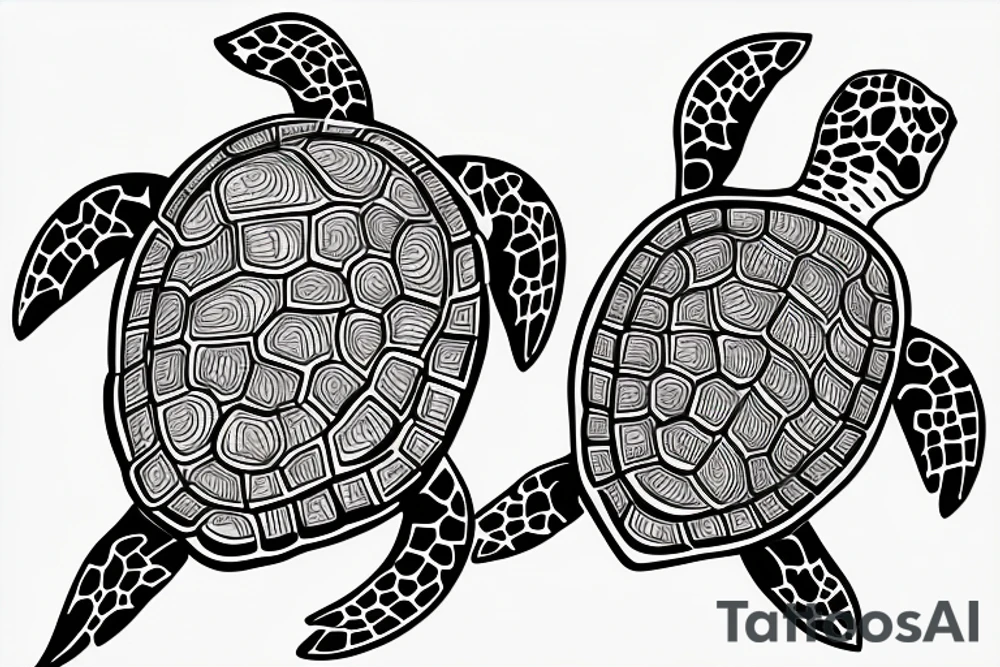 Two turtles swimming together tattoo idea