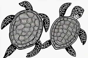 Two turtles swimming together tattoo idea