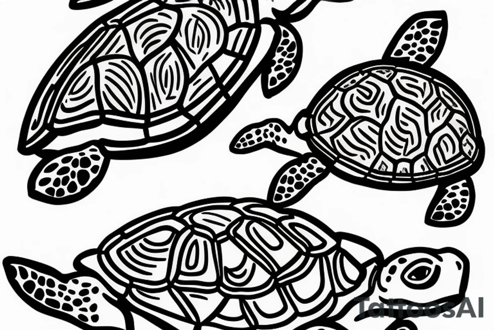 Two turtles swimming together tattoo idea