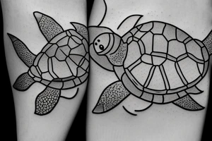 Two turtles swimming together tattoo idea