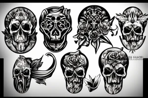animal skull compilation tattoo idea