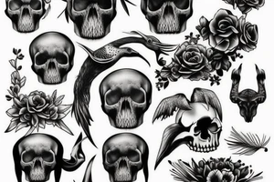 animal skull compilation tattoo idea