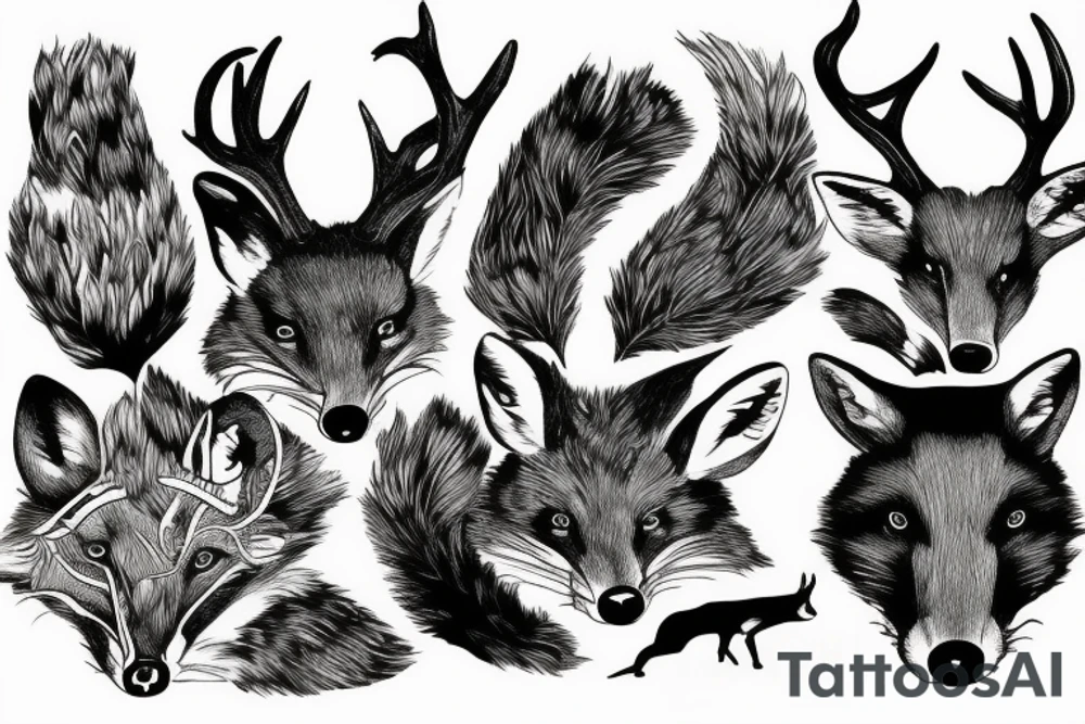 fox badger deer tattoo idea