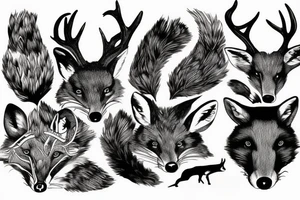 fox badger deer tattoo idea