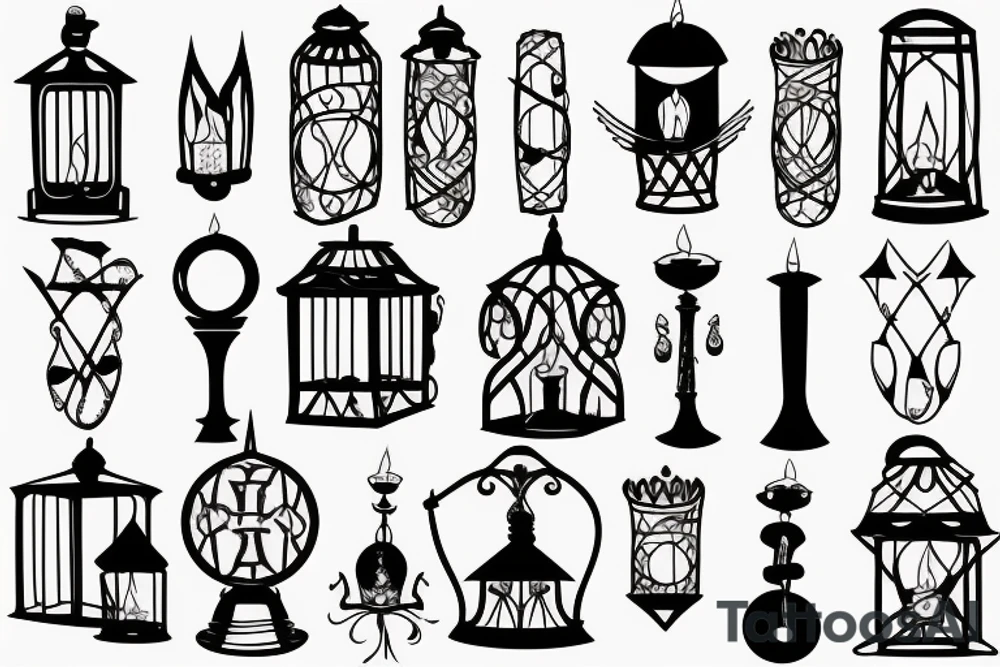 lantern with a candle, and a tiara on top tattoo idea lantern with a candle, and a tiara on top tattoo idea