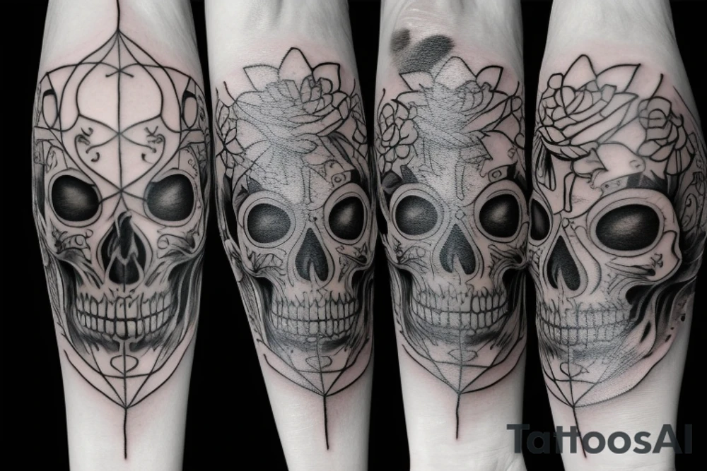 lantern skull candle tattoo idea
