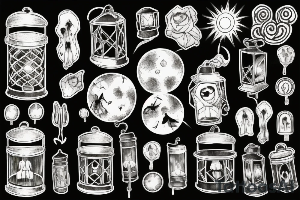 portable lantern tattoo idea