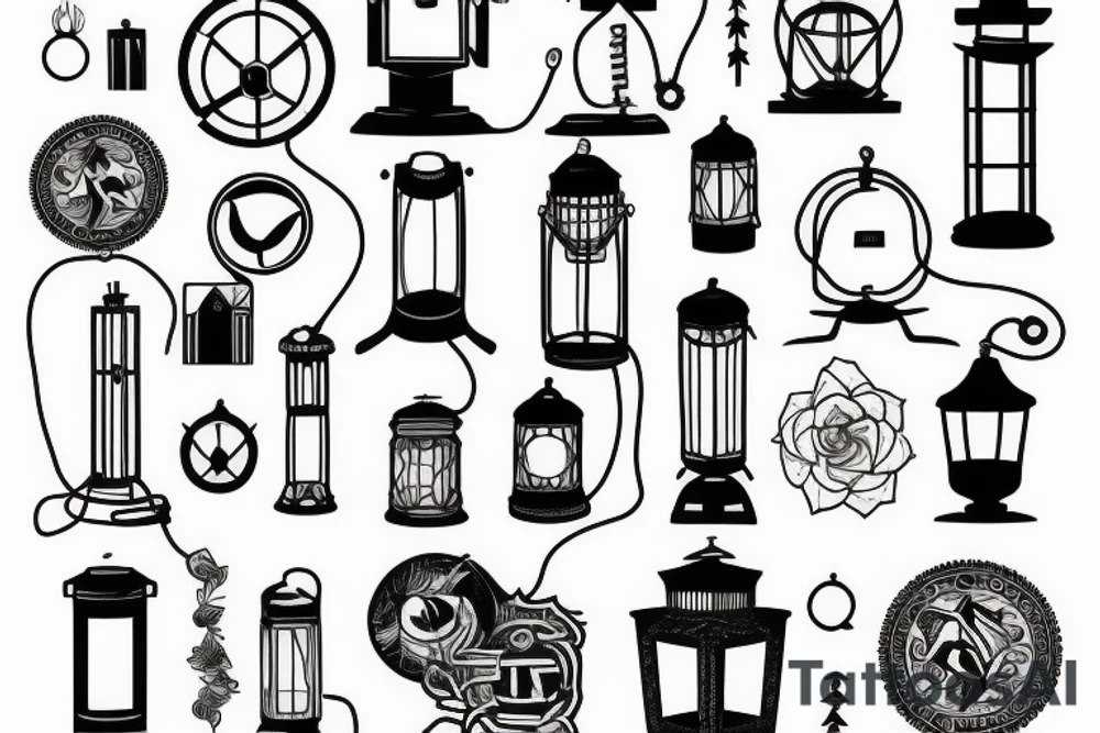 portable lantern tattoo idea