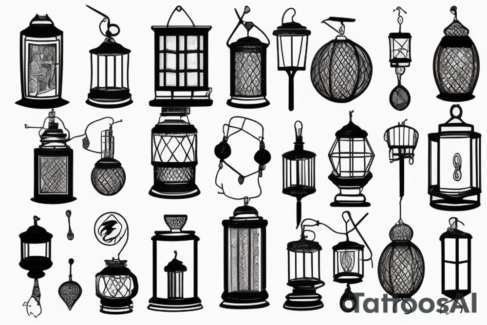 portable lantern tattoo idea