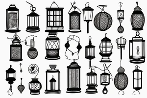 portable lantern tattoo idea