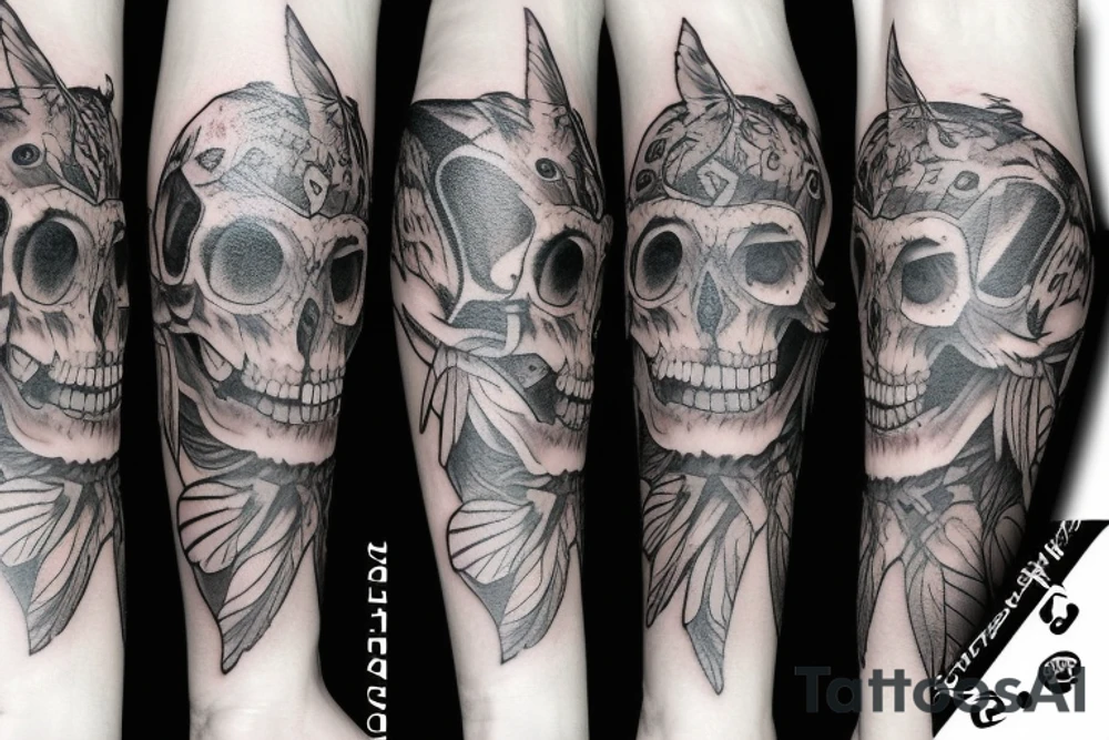 owl skull tattoo idea