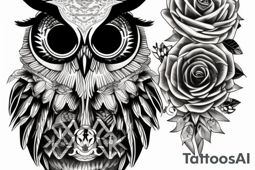 owl skull tattoo idea