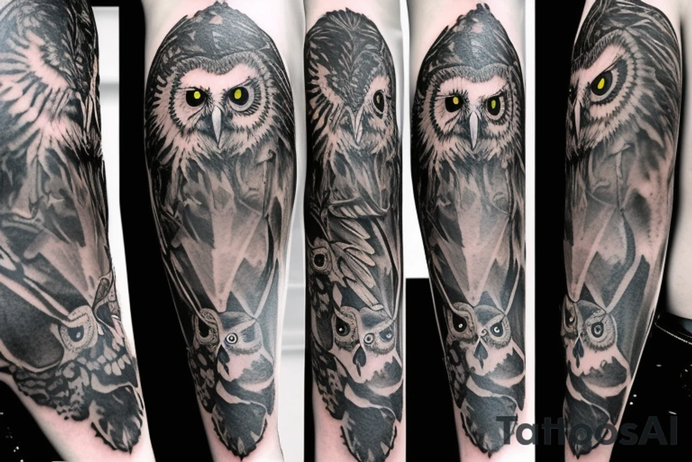 owl skull tattoo idea