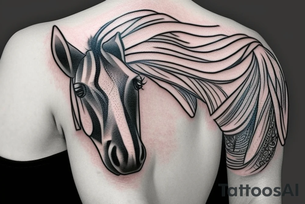 horse wearing a hat and a scarf tattoo idea