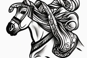 horse wearing a hat and a scarf tattoo idea