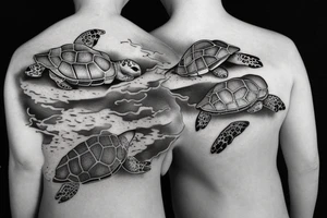 two turtles swimming in the ocean tattoo idea