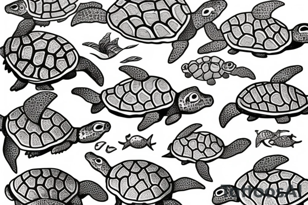 two turtles swimming in the ocean tattoo idea