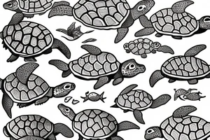 two turtles swimming in the ocean tattoo idea