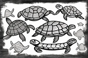 two turtles swimming in the ocean tattoo idea