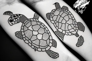 two turtles swimming in the ocean tattoo idea