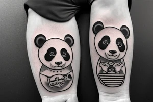 panda wearing an eyepatch whilst riding a motorbike tattoo idea