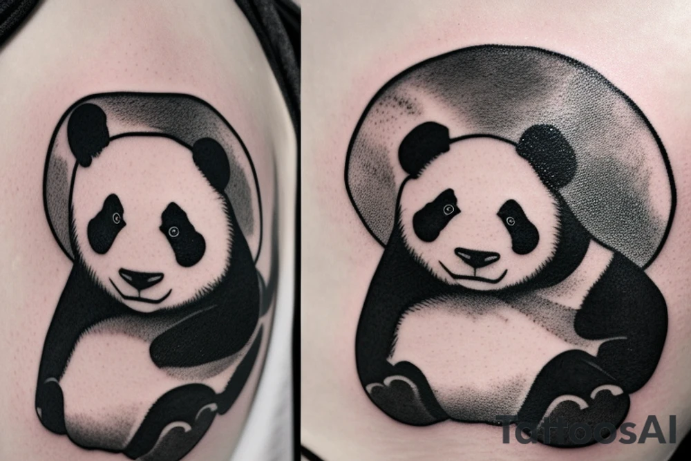 panda wearing an eyepatch whilst riding a motorbike tattoo idea