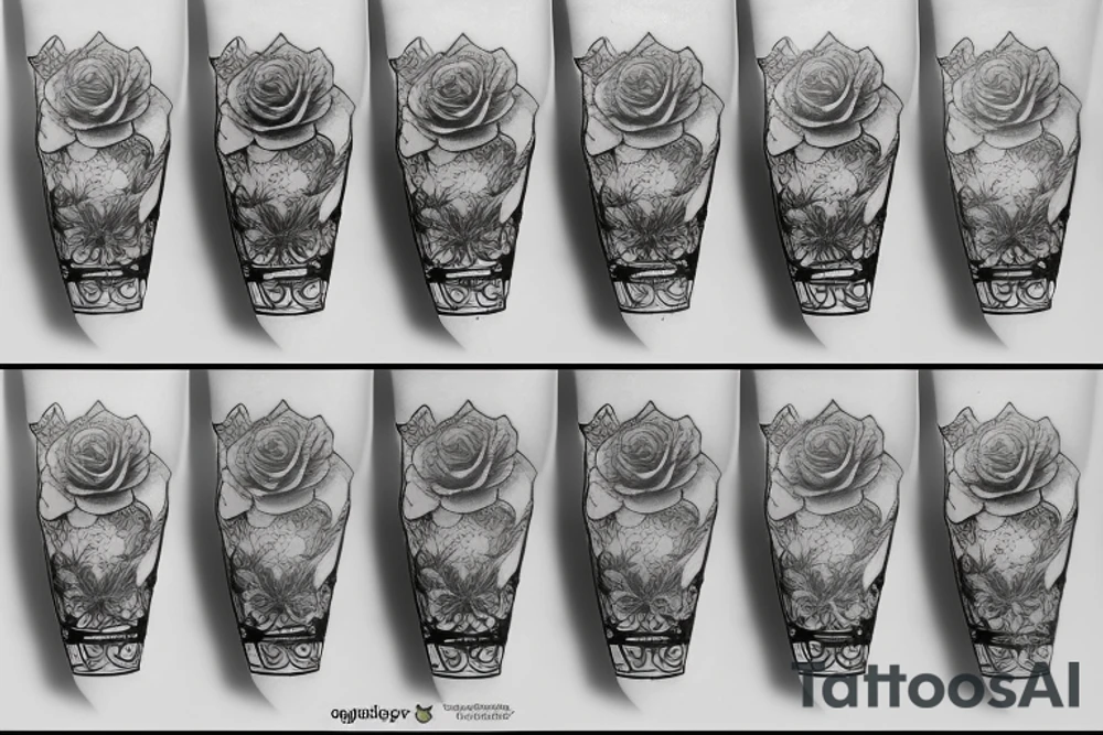 old style lantern with roses tattoo idea
