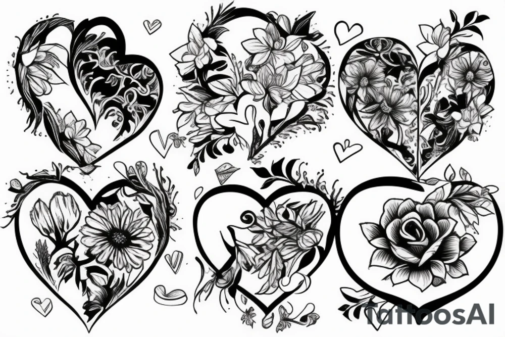 flowers growing out of a heart tattoo idea