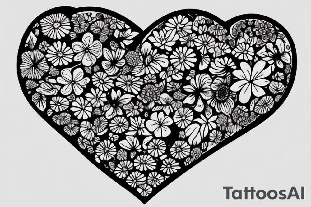 flowers growing out of a heart tattoo idea