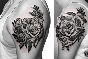 flowers growing out of a real heart tattoo idea