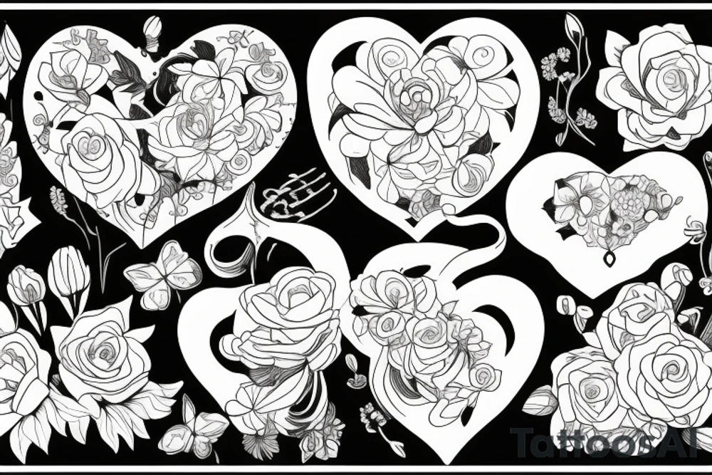 flowers growing out of a human heart tattoo idea