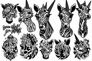 unicorn fighting with a giraffe tattoo idea
