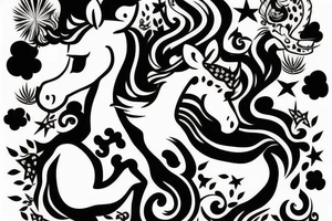 unicorn fighting with a giraffe tattoo idea