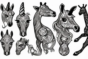 unicorn fighting with a giraffe tattoo idea
