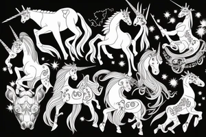 unicorn fighting with a giraffe tattoo idea