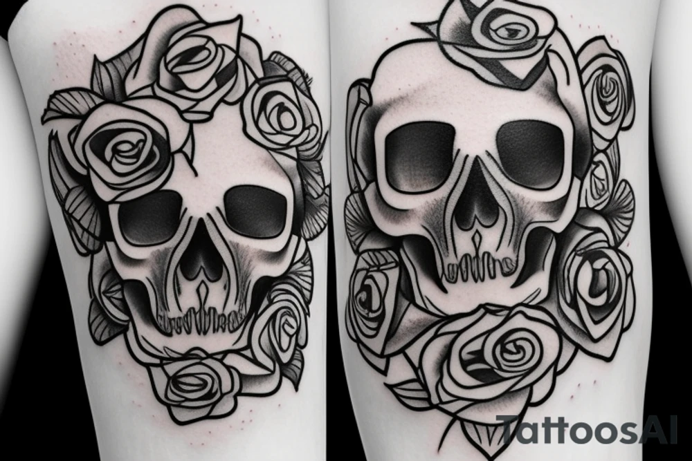 unicorn skull flower rose tattoo idea
