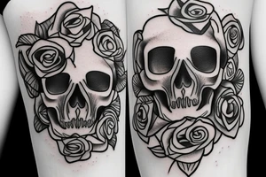 unicorn skull flower rose tattoo idea