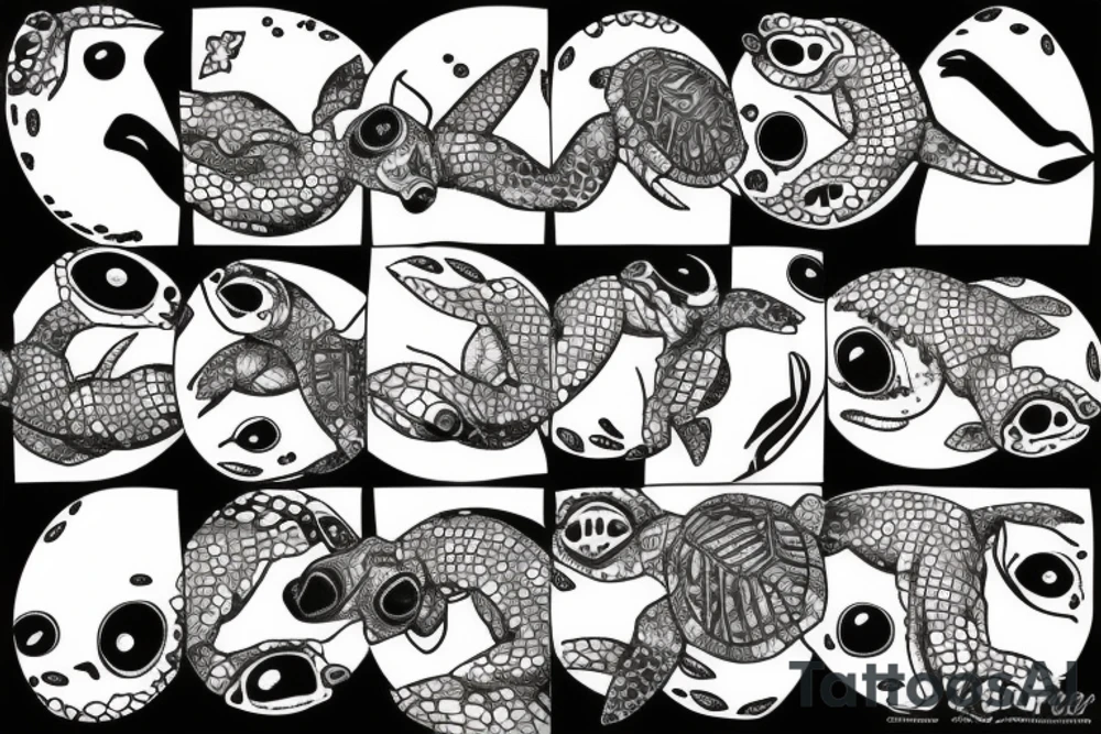 swimming turtles tattoo idea