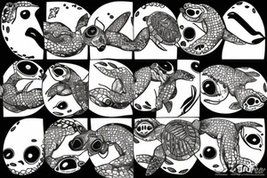 swimming turtles tattoo idea