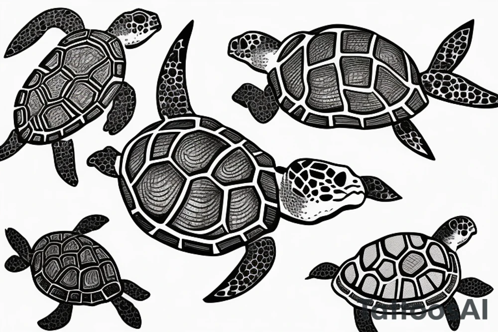 swimming turtles tattoo idea