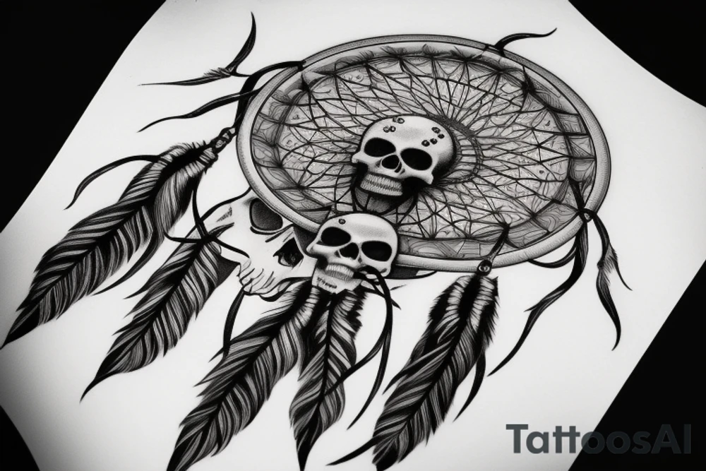 dreamcatcher skull tattoo idea