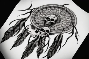 dreamcatcher skull tattoo idea