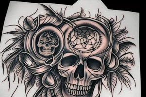 dreamcatcher skull tattoo idea