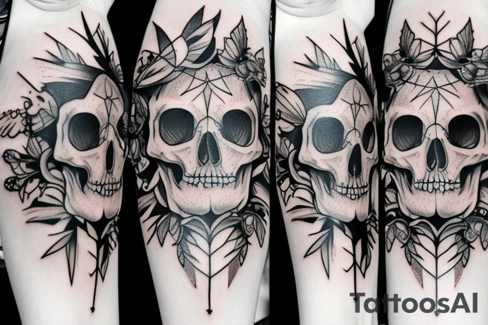 nature woman skull beautiful tattoo idea