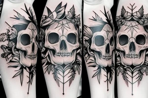 nature woman skull beautiful tattoo idea