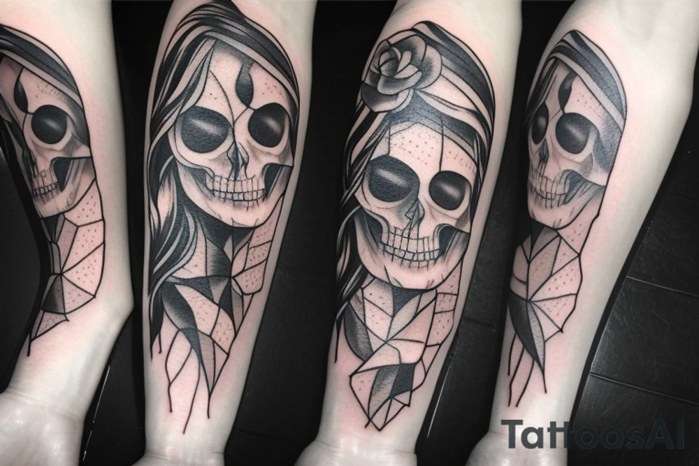 nature woman skull beautiful tattoo idea