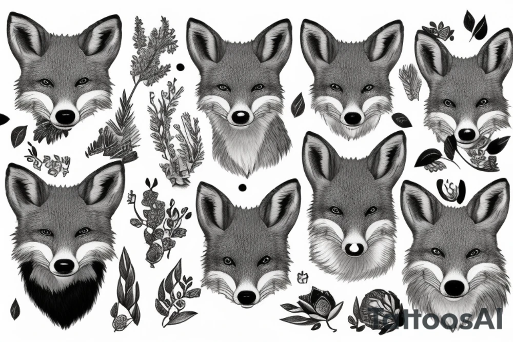 wildlife imagery of a fox, badger and a deer in the woodland tattoo idea