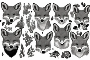 wildlife imagery of a fox, badger and a deer in the woodland tattoo idea