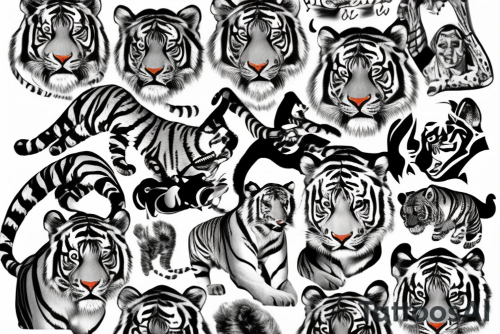 TIGER FULL BODY POSING tattoo idea